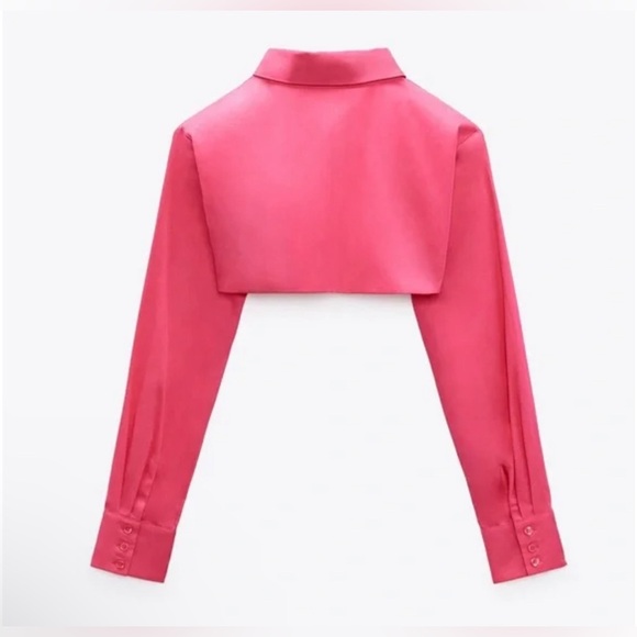 Zara Fuchsia🩷🩷🩷 Poplin Cropped Top - Size Large - NWT - Picture 6 of 7
